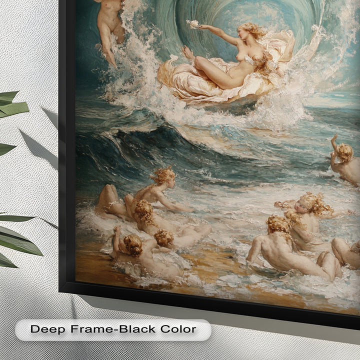 The Birth of Beauty – Mythic Seafoam and Cherubs Nude Oil Painting