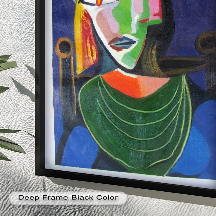 Jade and Indigo Muse – Abstract Woman Picasso Oil Painting