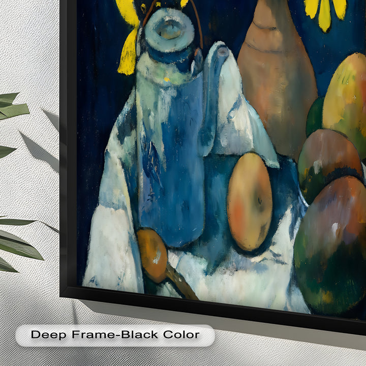 Rustikales Stillleben mit Mangos und Teekanne – Food Paintings