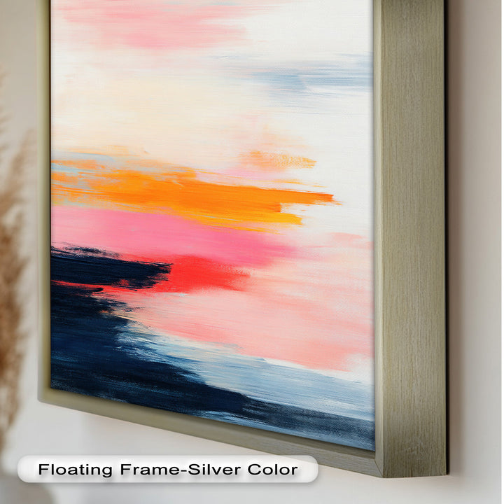 Blush Horizon – Abstraktes Ölgemälde mit Sonnenuntergangshimmel
