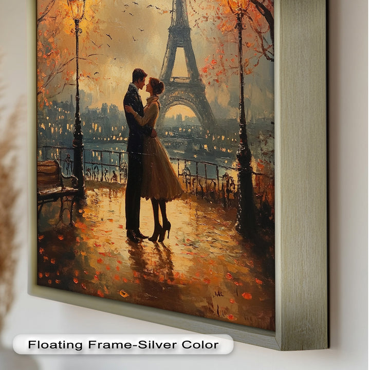 Paris Moonlight – Lovers Beneath the Eiffel Tower Love Oil Painting
