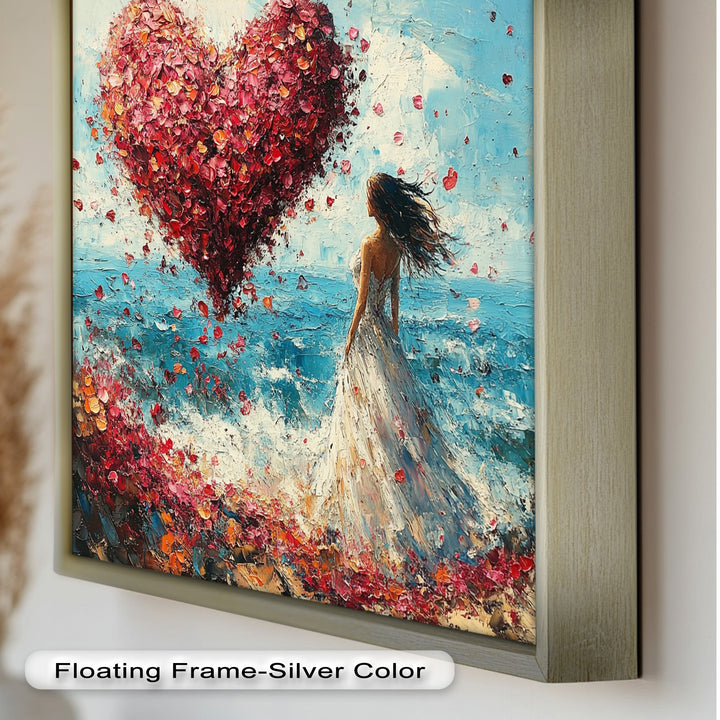 Petals of Love – Romantic Woman by the Sea Love Oil Painting