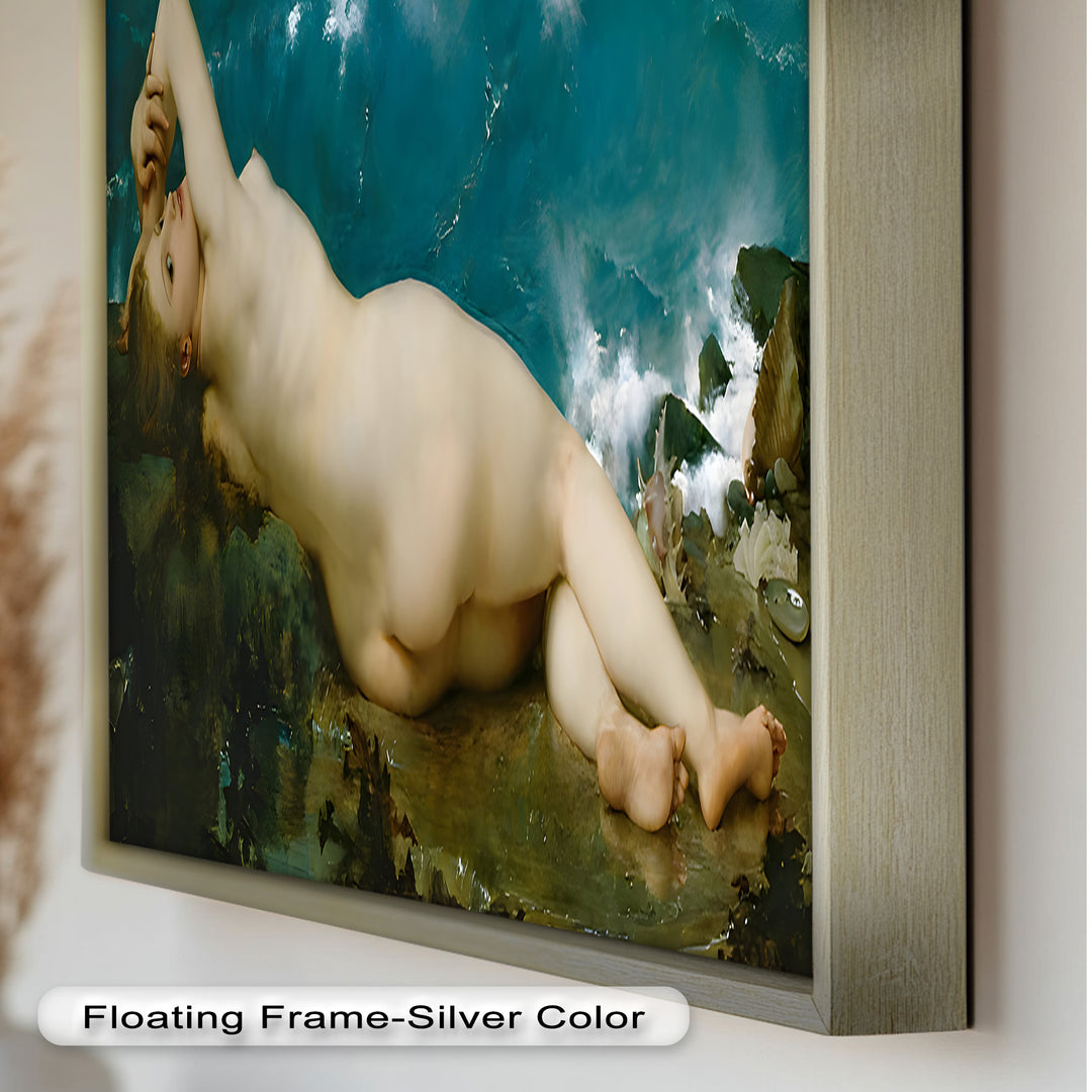 Sirensong Repose – Mythological Nude Beside the Sea Oil Painting
