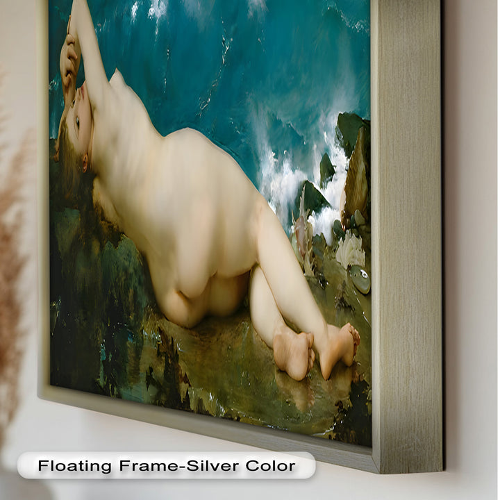 Sirensong Repose – Mythological Nude Beside the Sea Oil Painting