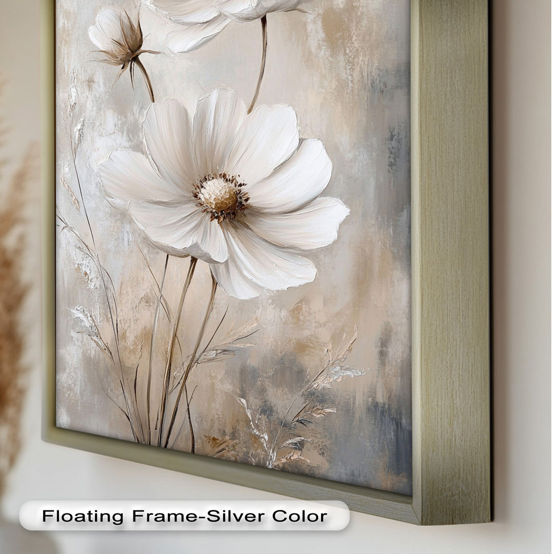 Soft Ivory Florals in Warm Neutrals - Flower Oil Painting