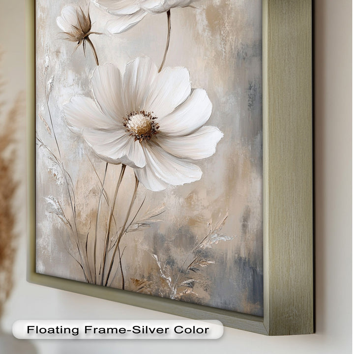 Soft Ivory Florals in Warm Neutrals - Flower Oil Painting