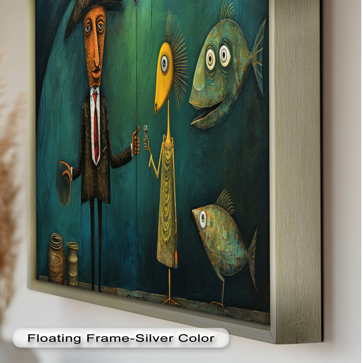 Underwater Toast – Whimsical Surrealist Picasso Oil Painting
