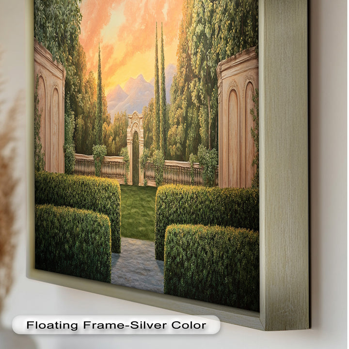 Sunset Garden Gateway – Classical Landscape Oil Painting