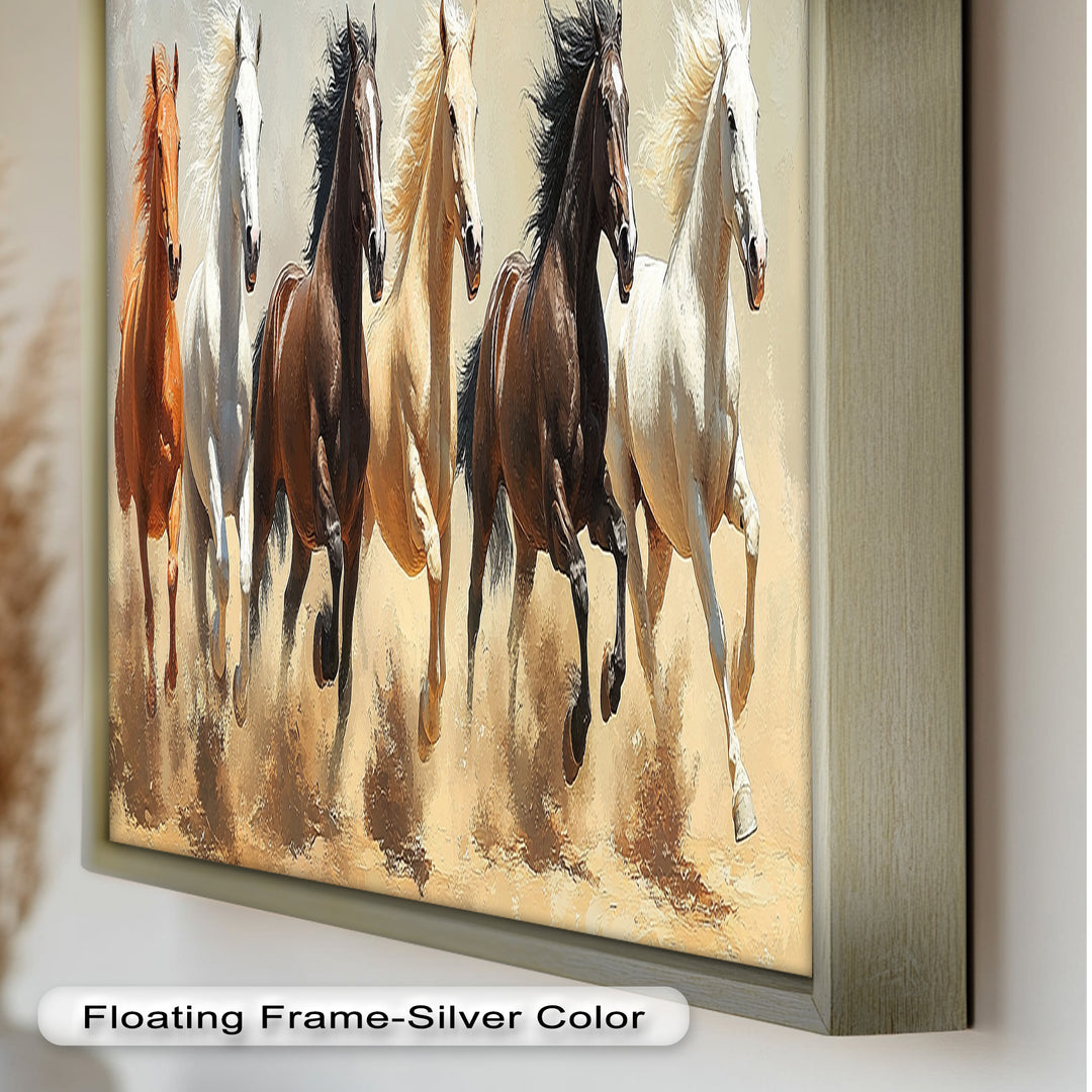 Thundering Harmony – Multicolor Horses Oil Painting