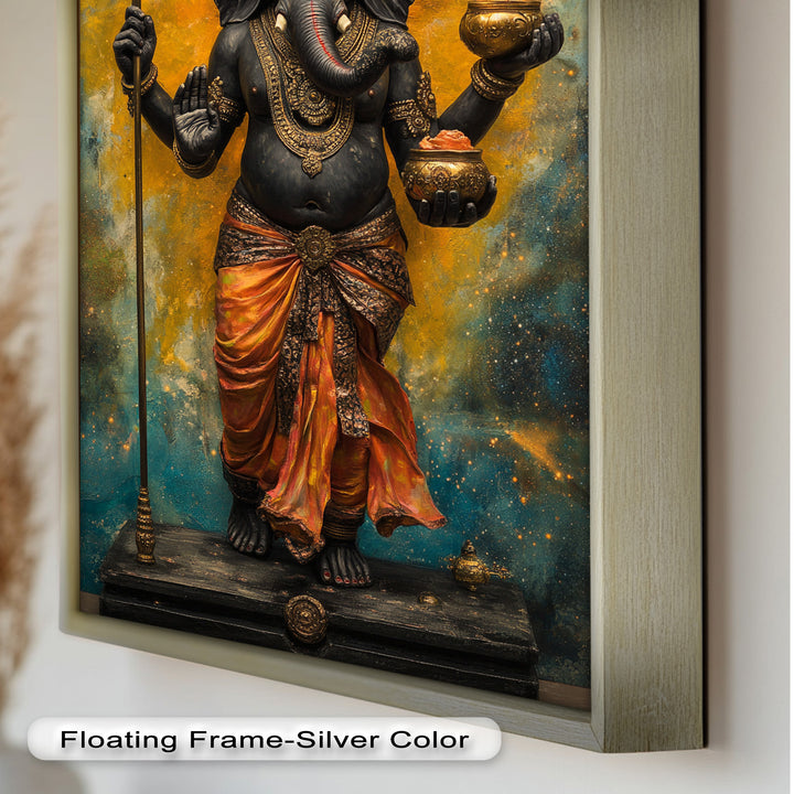 Stehende Ganesha-Wandkunst – Religiöses Ölgemälde