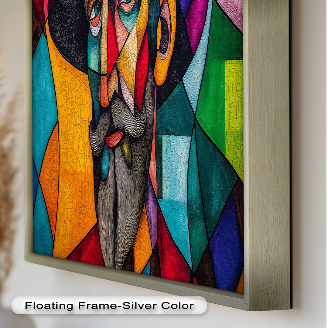 The Thinker’s Mosaic – Abstract Male Portrait Oil Painting