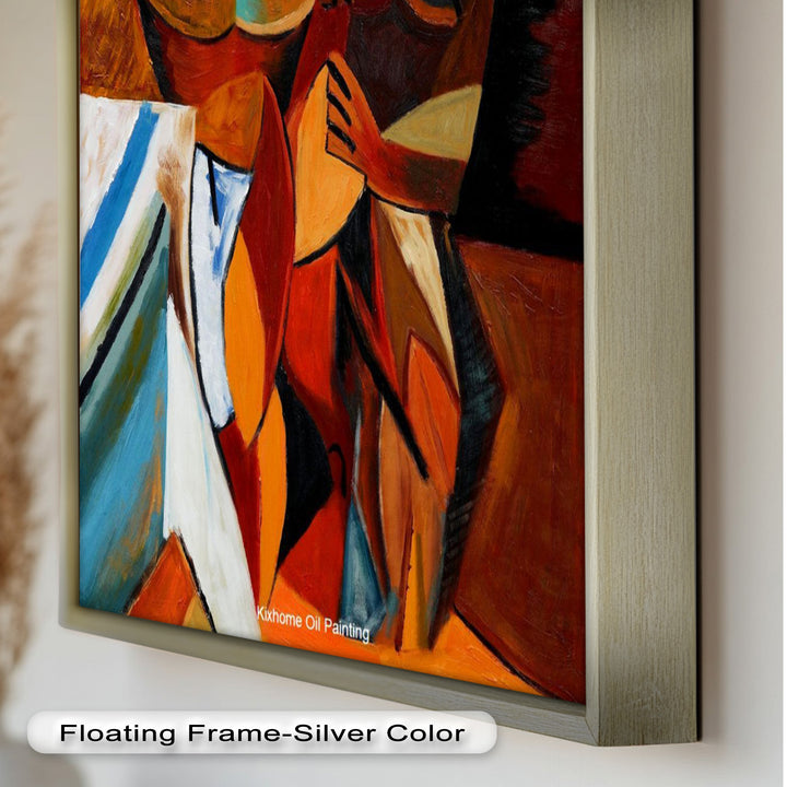 Embracing Figures Wall Art – Cubist Abstract Oil Painting