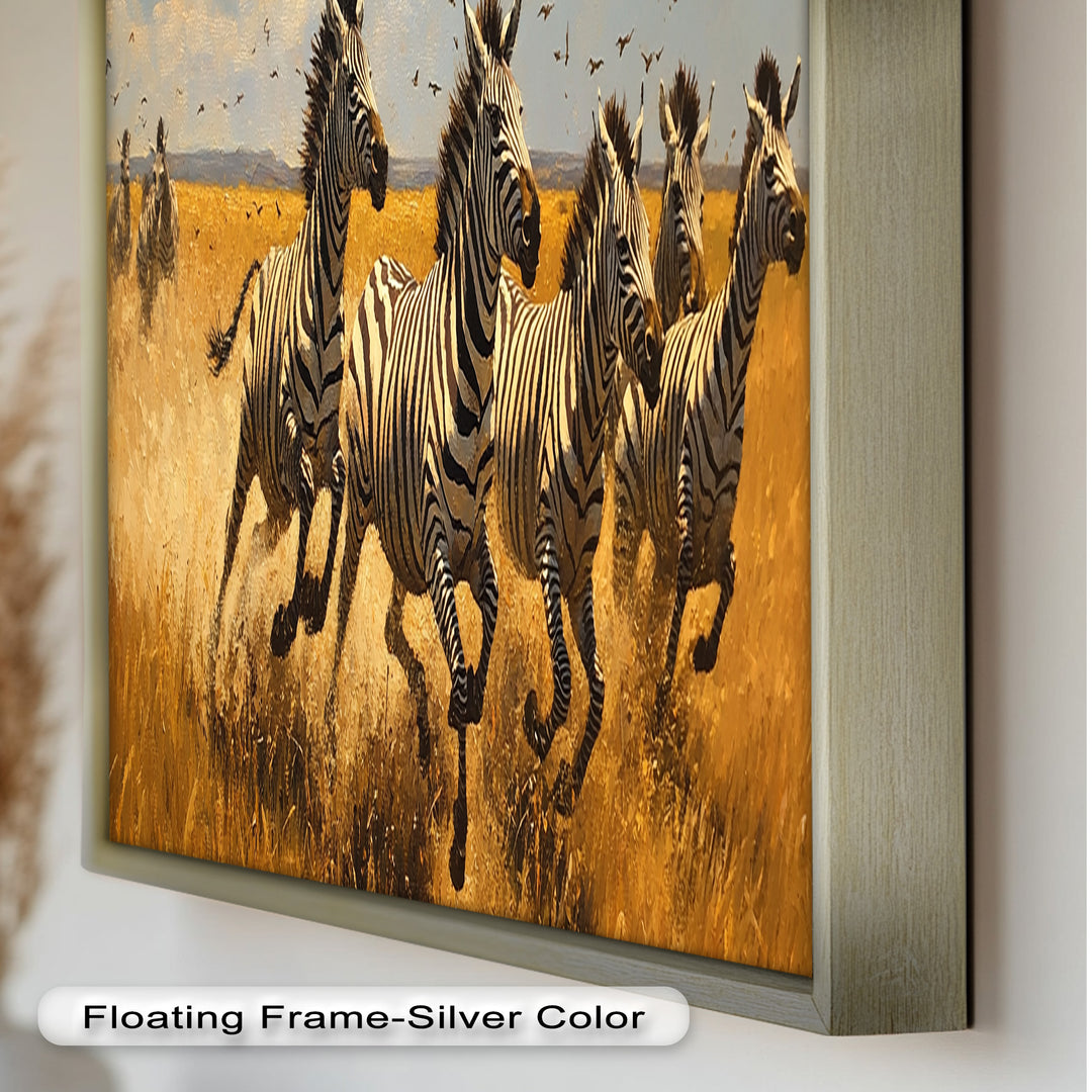Thundering Zebra Herd – Wild Safari Oil Painting