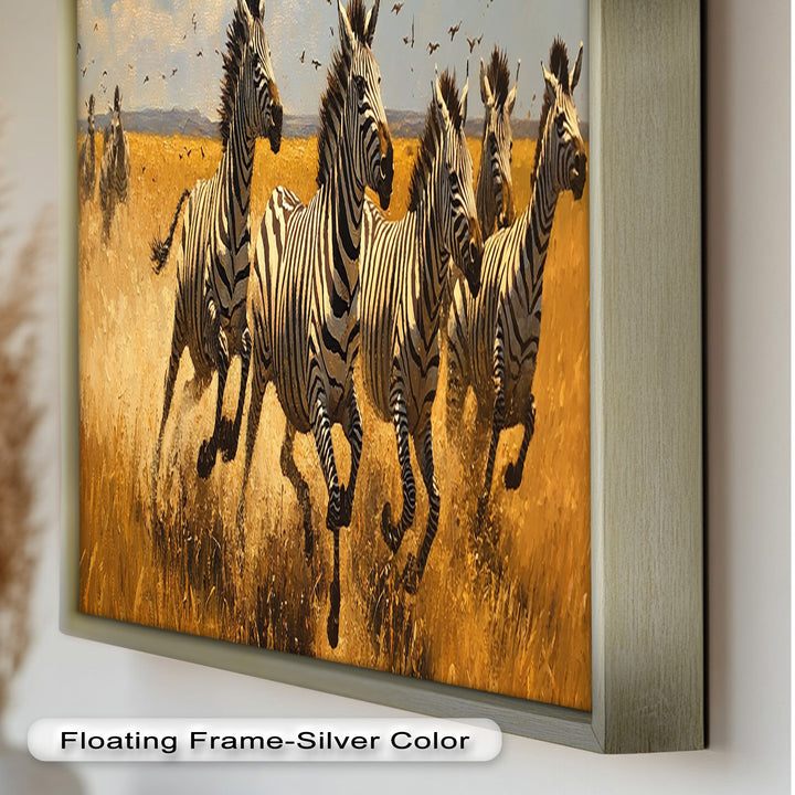 Thundering Zebra Herd – Wild Safari Oil Painting