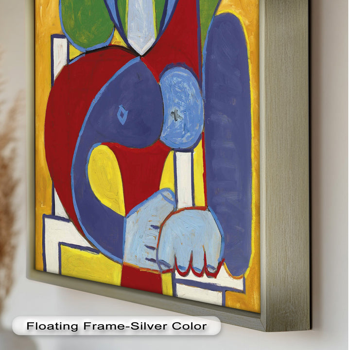 Seated in Silence – Colorful Cubist Portrait Oil Painting