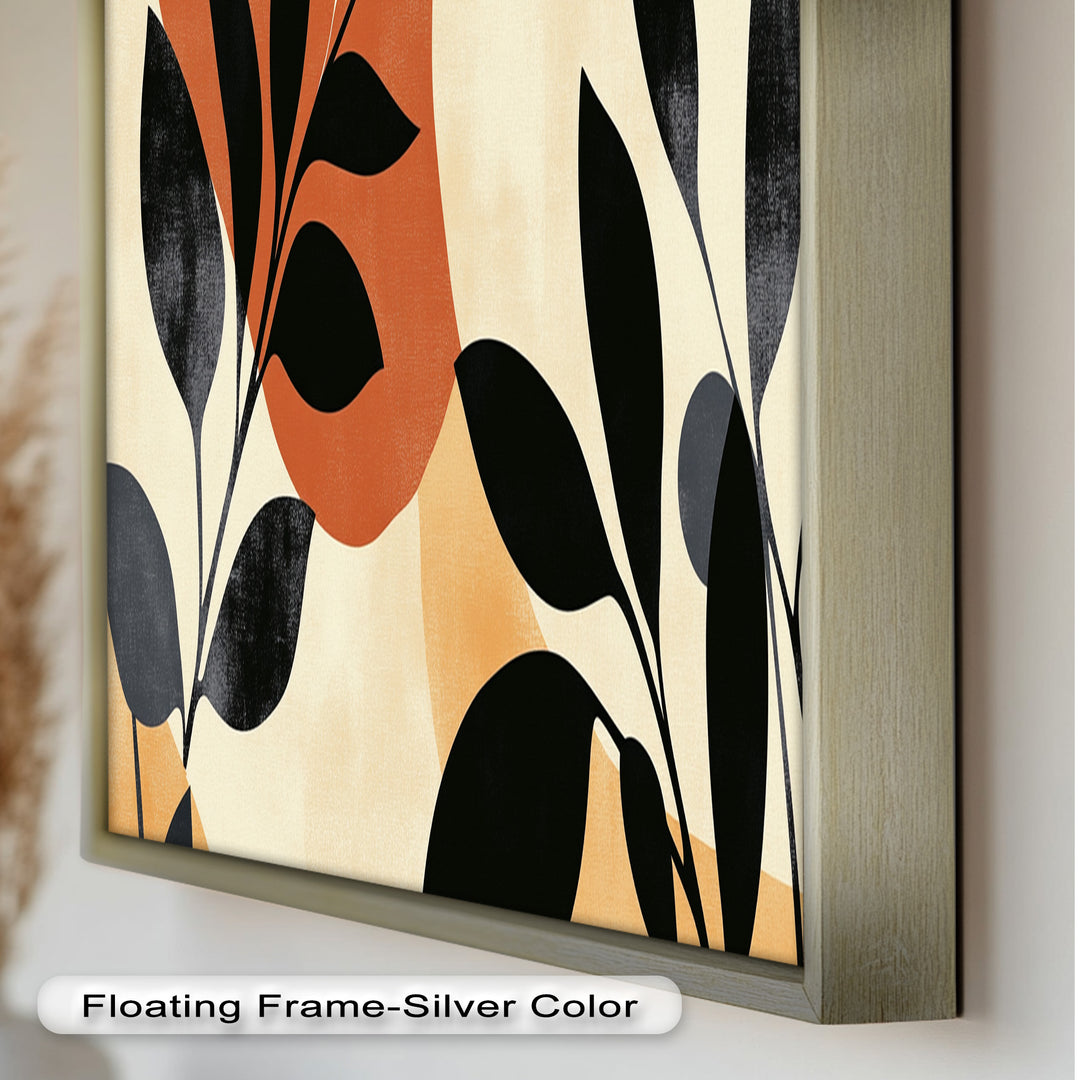 Earth-Tone Botanical Silhouette – Modern Boho Oil Painting