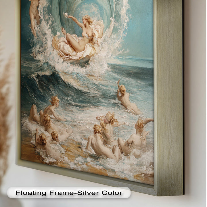 The Birth of Beauty – Mythic Seafoam and Cherubs Nude Oil Painting