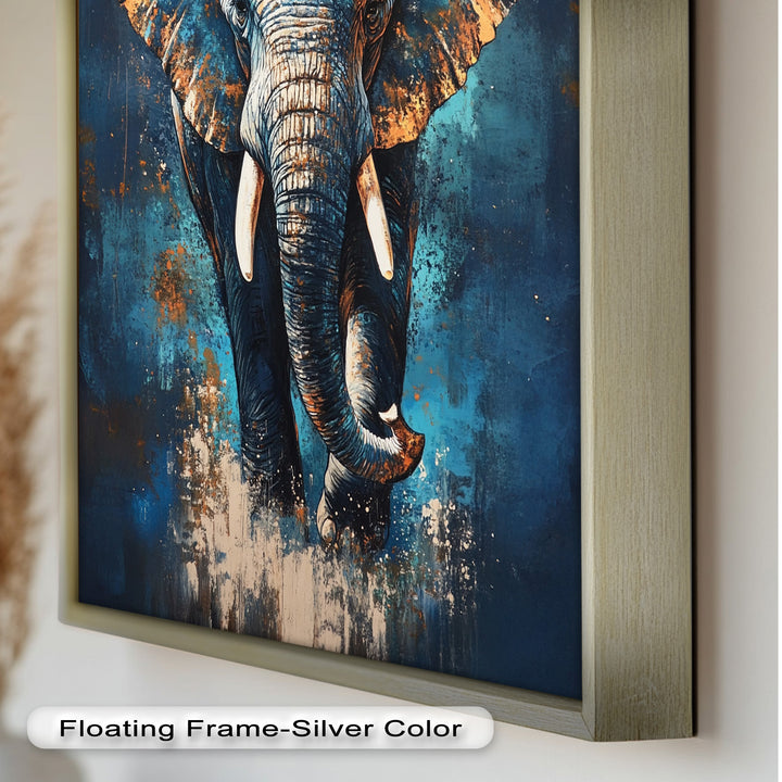 Elephant in Blue Tones - Animal Oil Painting