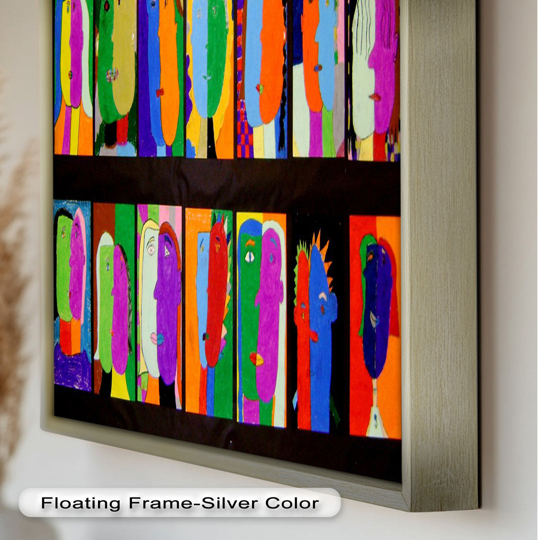 Pop Cubist Faces Wall Art – Abstract Oil Painting
