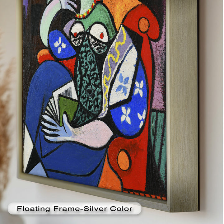 Abstract Woman Reading on Red Armchair - Picasso Oil Painting