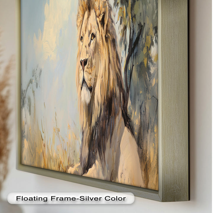 Lion Beneath African Sky - Animal Oil Painting