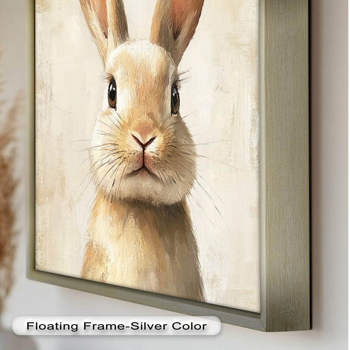 Soft-Gazed Bunny in Cream Hues - Animal Oil Painting