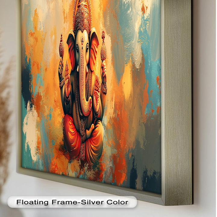 Sitzender Ganesha Wandkunst – Religiöses Ölgemälde