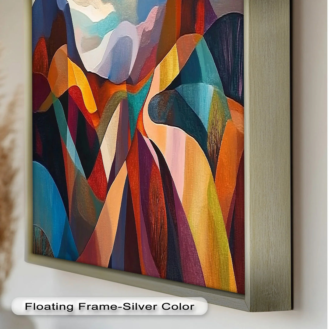 Valley of Vibrance – Geometric Landscape Abstract Oil Painting - MyPhotoStation