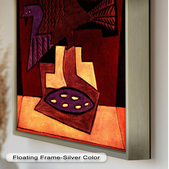 Abstract Bird & Bowl Wall Art – Cubist Oil Painting