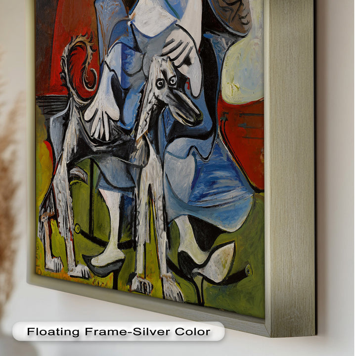 Guardian in Abstraction – Woman with Dog Cubist Oil Painting
