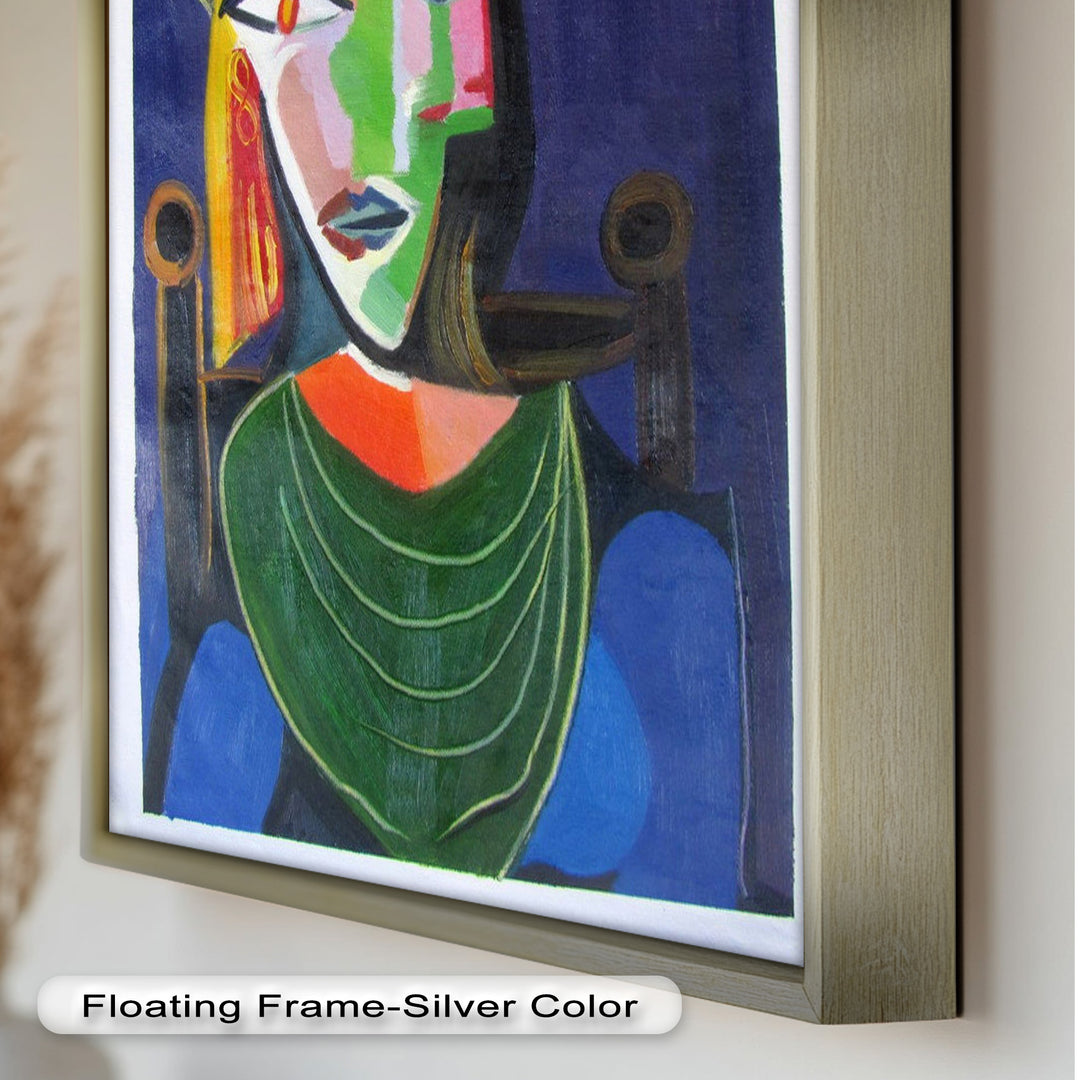 Jade and Indigo Muse – Abstract Woman Picasso Oil Painting