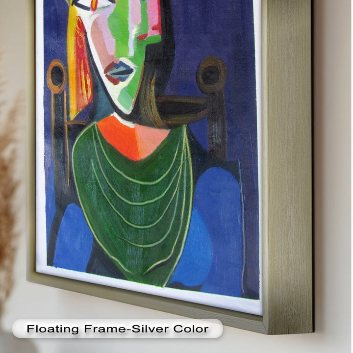 Jade and Indigo Muse – Abstract Woman Picasso Oil Painting