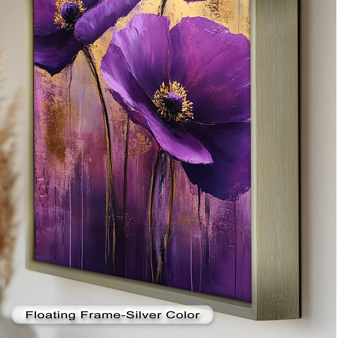 Purple Florals with Gold Accents - Flower Oil Painting
