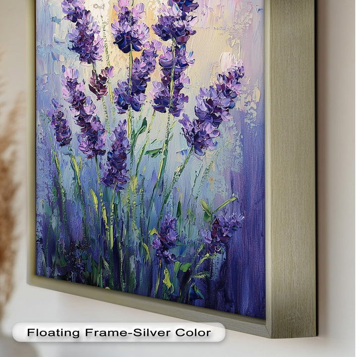 Lavender Blooms in Textured Harmony - Flower Oil Painting