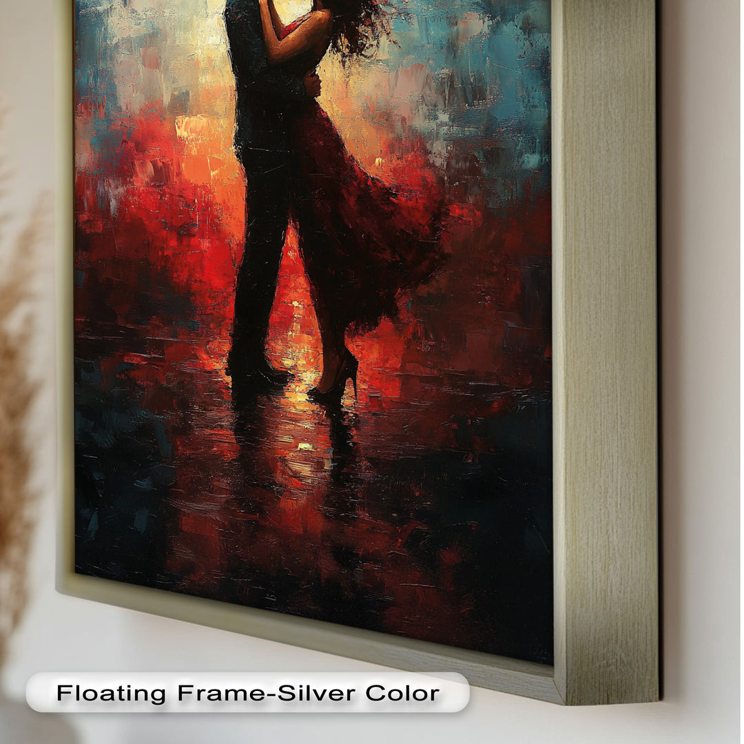 Eternal Flame – Embracing Couple at Sunset Love Oil Painting