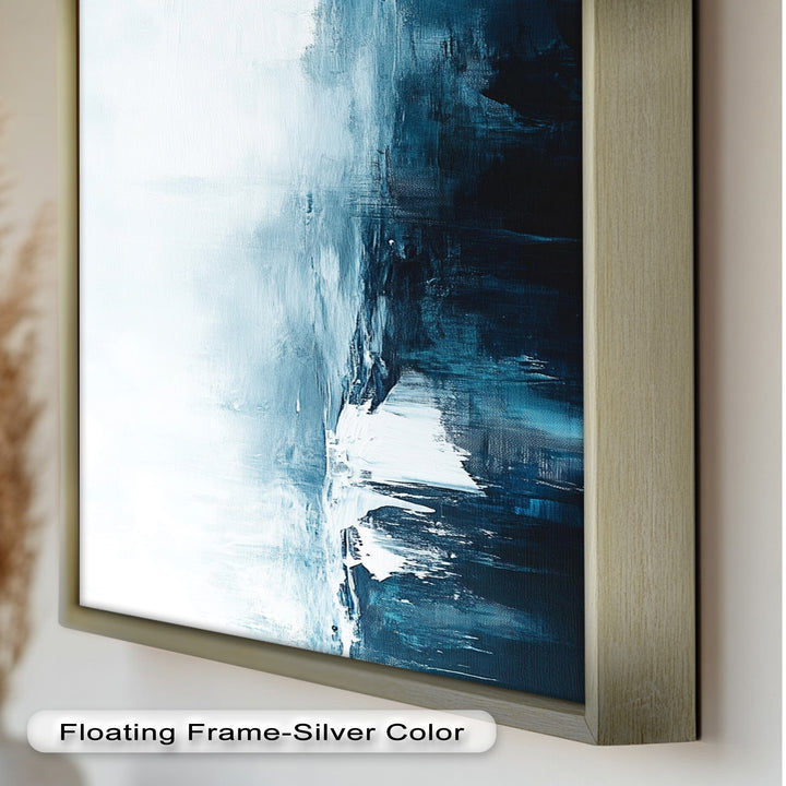 Midnight Fjord – Deep Blue Abstract Oil Painting