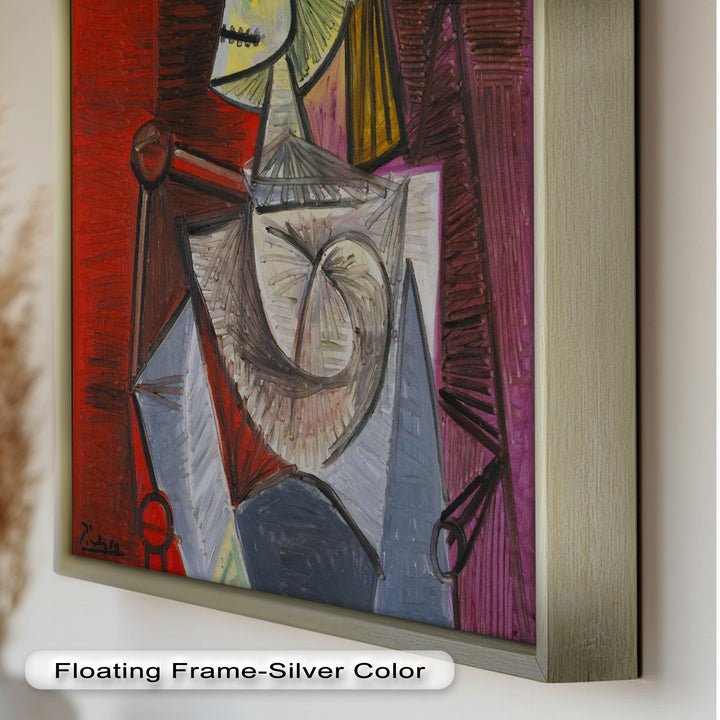 Bold in Crimson – Woman with Feather Hat Abstract Oil Painting