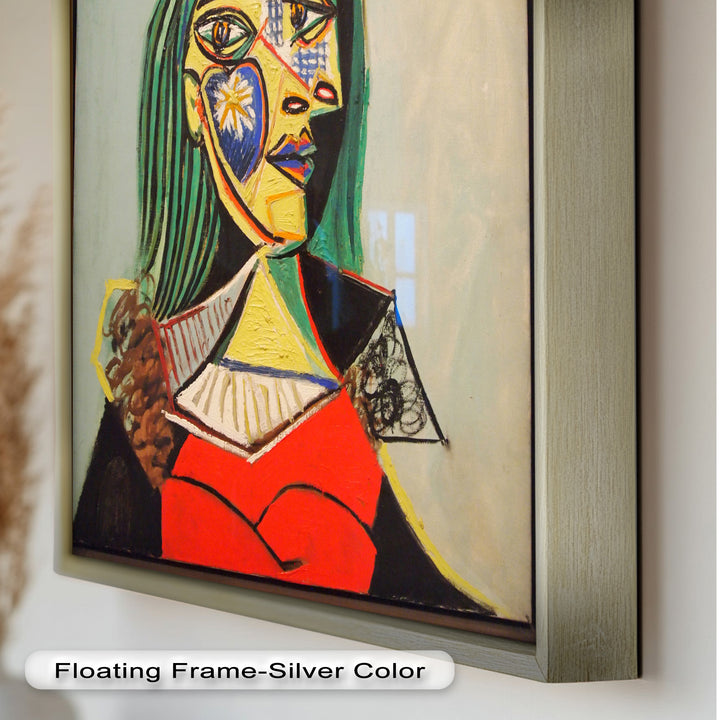 Solar Veil – Cubist Portrait of a Woman in Red Hat Oil Painting
