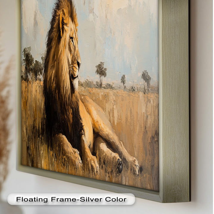 Regal Lion in Golden Plains – Wildlife Oil Painting