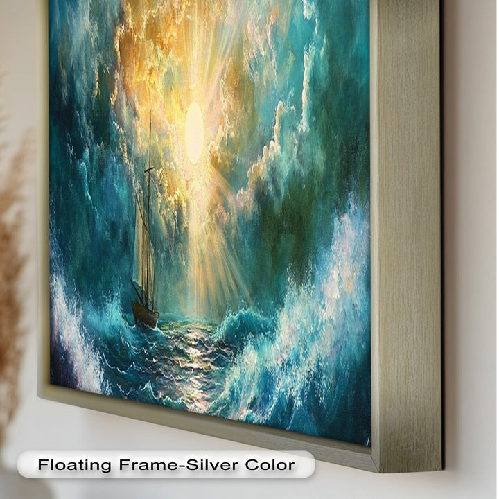 Golden Sun & Sea – Boat Oil Painting