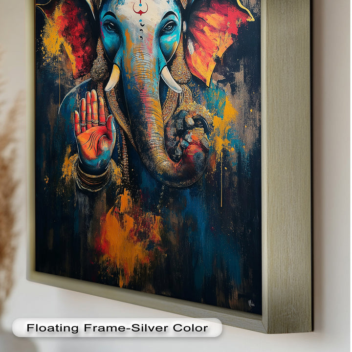 Lebendige Ganesha-Wandkunst – Religiöses Ölgemälde