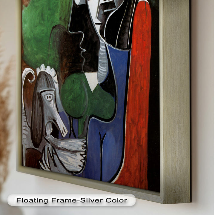 Woman with Dog – Bold Cubist Picasso Oil Painting