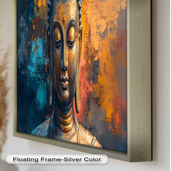 Golden Buddha Wall Art – Colorful Oil Painting
