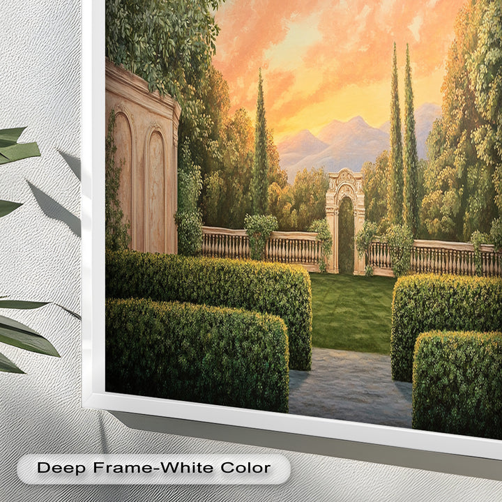 Sunset Garden Gateway – Classical Landscape Oil Painting