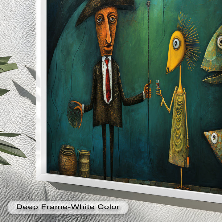 Underwater Toast – Whimsical Surrealist Picasso Oil Painting