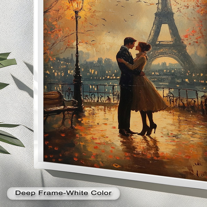 Paris Moonlight – Lovers Beneath the Eiffel Tower Love Oil Painting