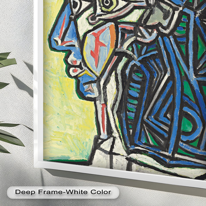 Geometric Portrait with Cyan and Emerald Tones - Picasso Oil Painting