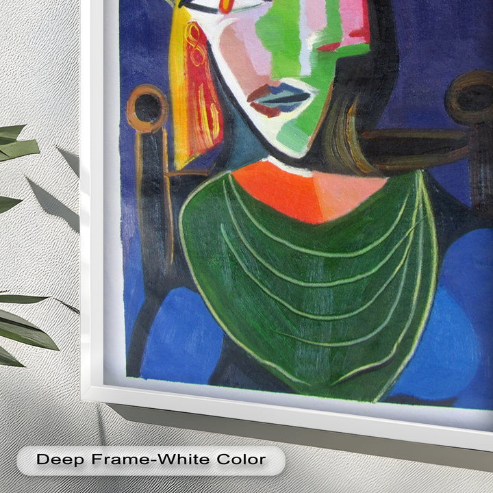 Jade and Indigo Muse – Abstract Woman Picasso Oil Painting