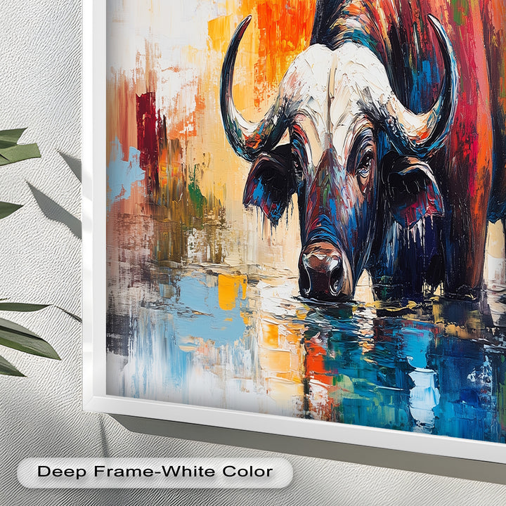 Water Buffalo at River’s Edge – Oil Painting