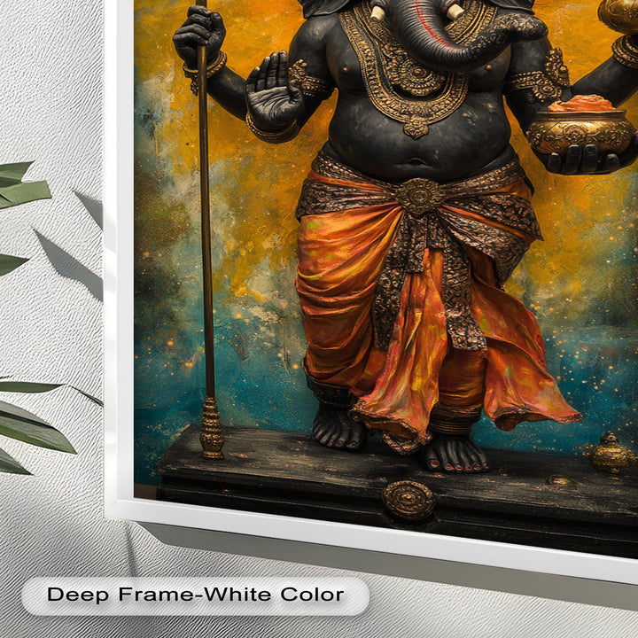 Stehende Ganesha-Wandkunst – Religiöses Ölgemälde